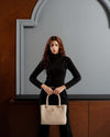 COW MILLED LEATHER BOX BAG